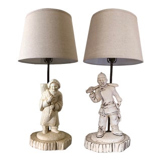 Late 20th Century Matched Asian Figure Lamps - Set of 2 For Sale