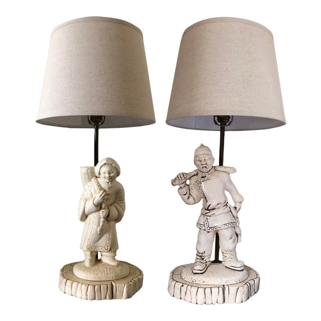 Late 20th Century Matched Asian Figure Lamps - Set of 2 For Sale