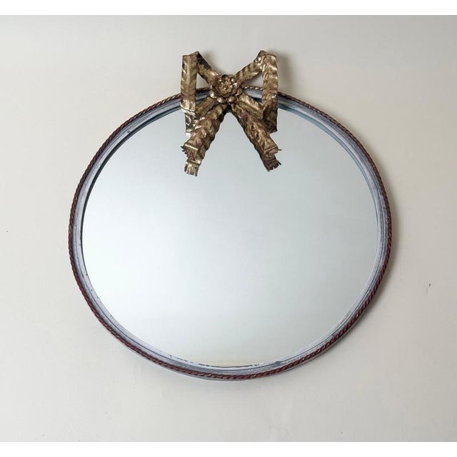 Italian Hollywood Regency Round Gilt Bow Wall Mirror, 1960 For Sale - Image 4 of 10