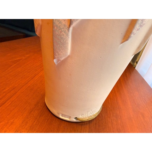 Vintage 1995 Signed Elite Postmodern Pastel Draped Table Lamp With Original Shade & Leviton Socket - 29" For Sale - Image 9 of 12