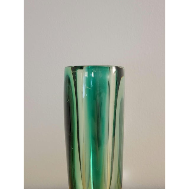 Signed Vicke Lindstrand for Kosta Boda Green Sommerso Glass Vase For Sale In New York - Image 6 of 8