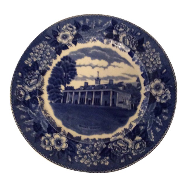 1950s Mount Vernon Blue and White Plate For Sale