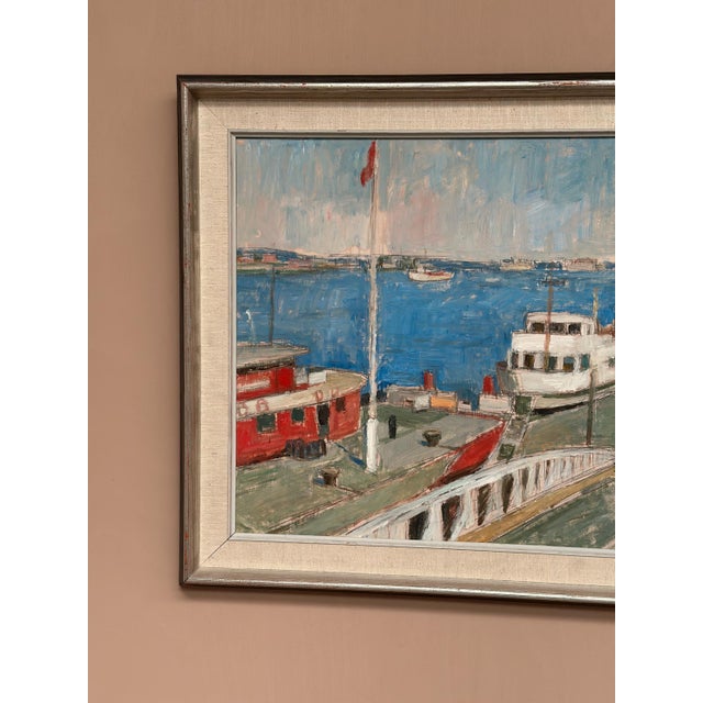 John Hedman, Malmö Harbour, 1960s, Oil Painting on Canvas, Framed For Sale - Image 4 of 15