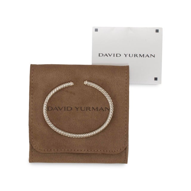 Silver David Yurman Cable Flex 4mm 925 Sterling Silver Cuff Bangle Bracelet For Sale - Image 8 of 9