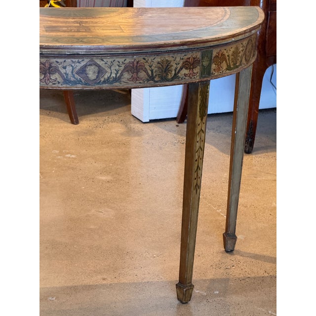 19th Century Italian Painted Demi-Lune Console Table For Sale - Image 4 of 14