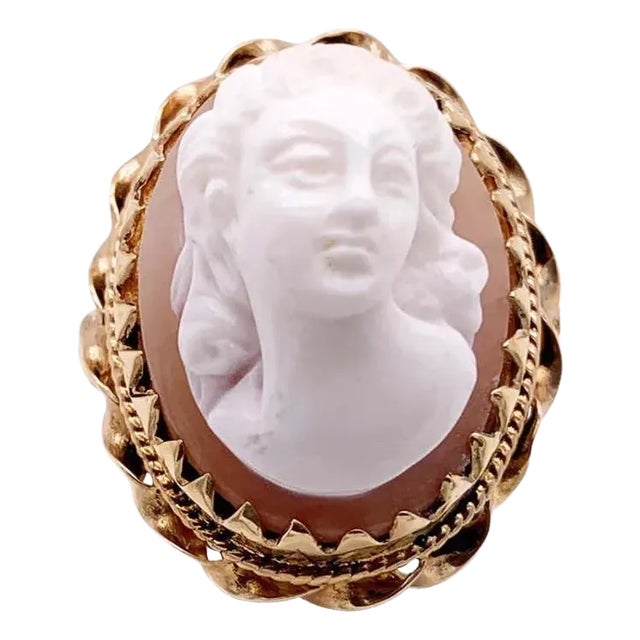 14 Karat Yellow Gold Cameo Ring 8.22 Grams Total For Sale
