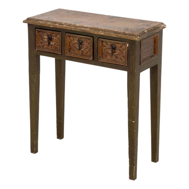 Distressed Paint-Decorated Side Table For Sale