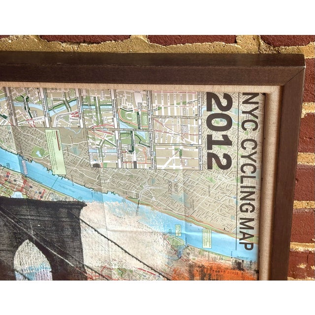 Denis Ouch Brooklyn Bridge Screen Print & Spray Paint Over Nyc Cycling Map For Sale - Image 9 of 9