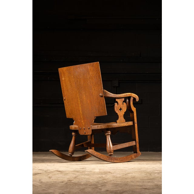 Late 19th Century Early 20th Century Carved Oak Rocking Chair For Sale - Image 5 of 10