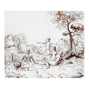 1930s Harold Hope Read English Countryside Scene With Figures
