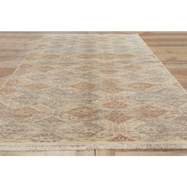 Tan Vintage Earth-Tone Transitional Rug - 04'11 X 07'11 For Sale - Image 8 of 10