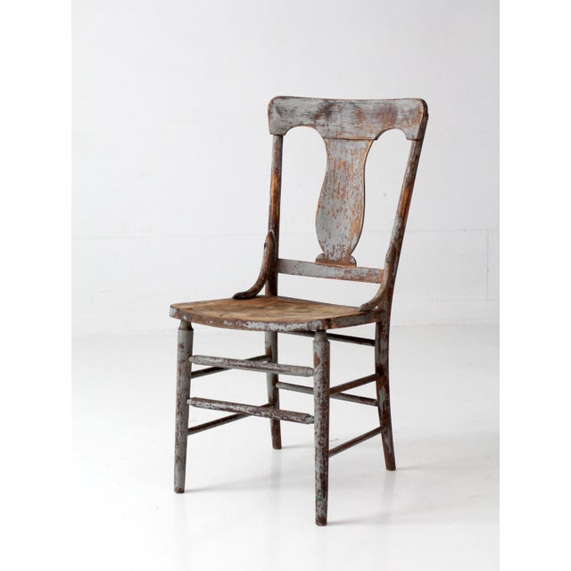 Wood Antique 19th Century Painted Lyre Back Chair For Sale - Image 7 of 17