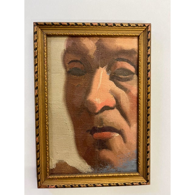 Textile 1950s Portrait Oil Painting of a Gentleman by Louis Ferretti, Framed For Sale - Image 7 of 8