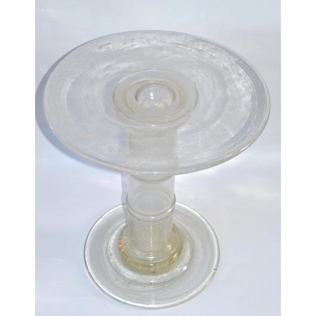 1980s Murano Attributed Clear Blown Art Glass Round Side Table For Sale - Image 9 of 13