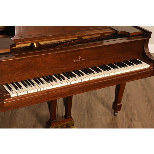 Brown 1929 Steinway & Sons Model M Vintage Walnut Grand Piano With Bench For Sale - Image 8 of 18