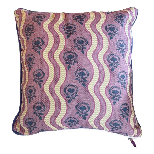 Purple Floral Motif Throw Pillow Cover For Sale