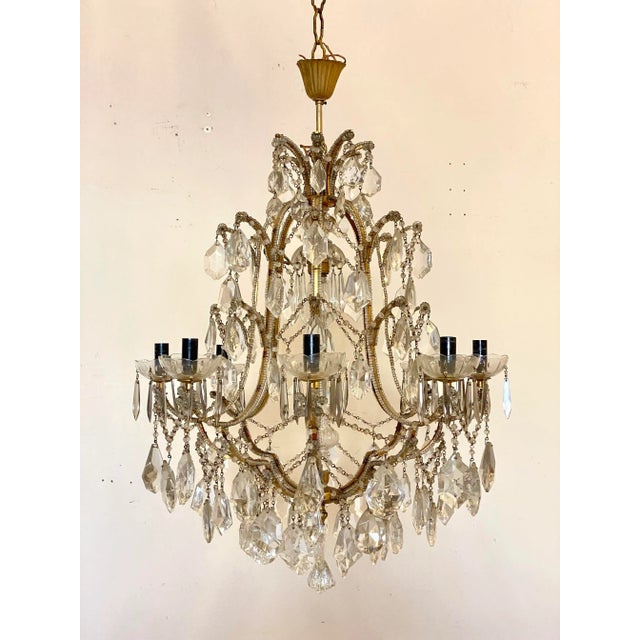 Gilt Iron & Glass Chandelier, 1960s For Sale - Image 10 of 10