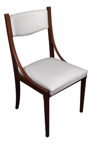 Art Deco Wooden and White Leather Chair, 1950s