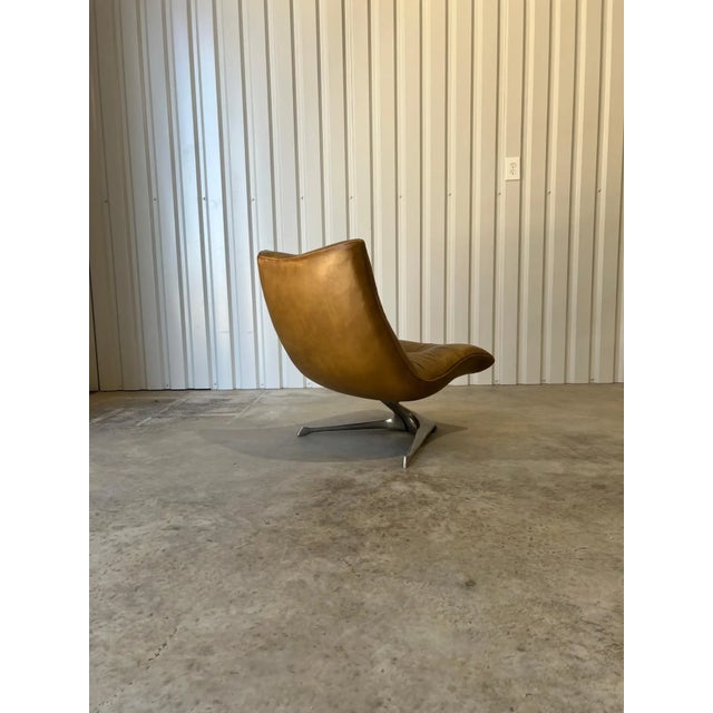 Brown Rare Early Production 'Unicorn' Leather Lounge Chair by Vladimir Kagan, C 1960s For Sale - Image 8 of 17