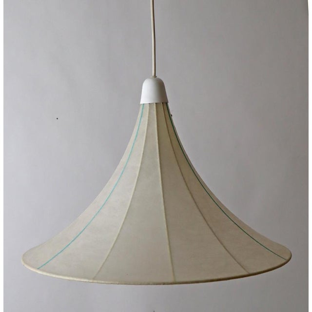 Cocoon Hanging Lamp in the Shape of Tulipan with Turquoise Stripes, 1960s For Sale - Image 9 of 18
