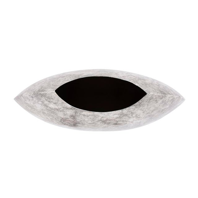 2020s Round Gray Marbled Iron Disc Vase- Large For Sale - Image 5 of 10