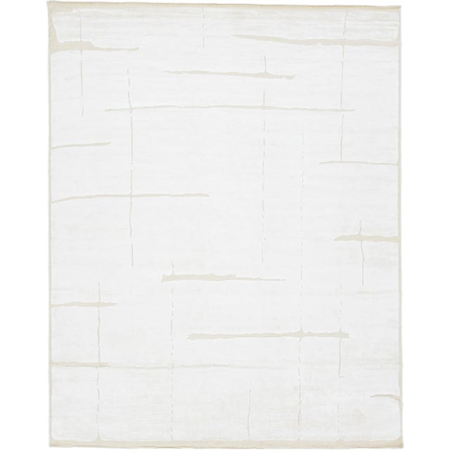 Ivory 2020s Modern Room Size Moroccan Style Wool Rug With Minimalist Design For Sale - Image 8 of 8