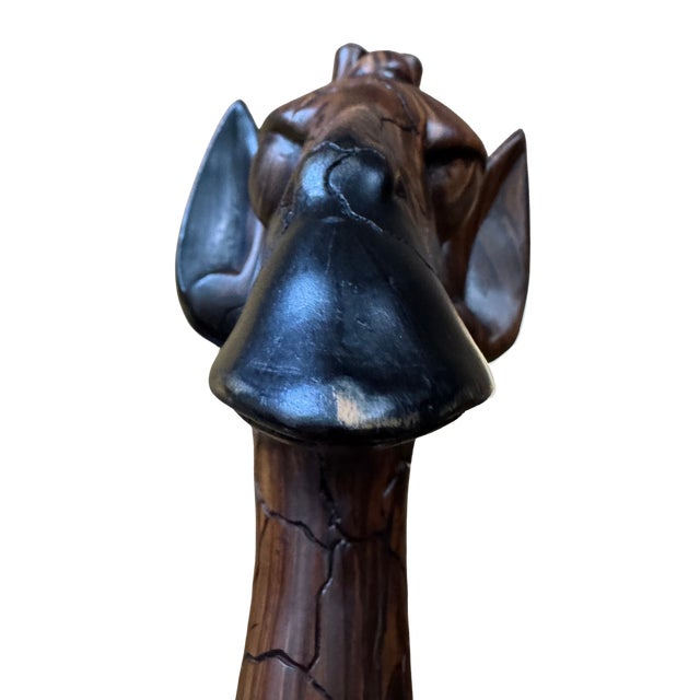 Late 20th Century Hand-Carved Solid Wood Giraffe Family Sculpture For Sale In San Francisco - Image 6 of 17