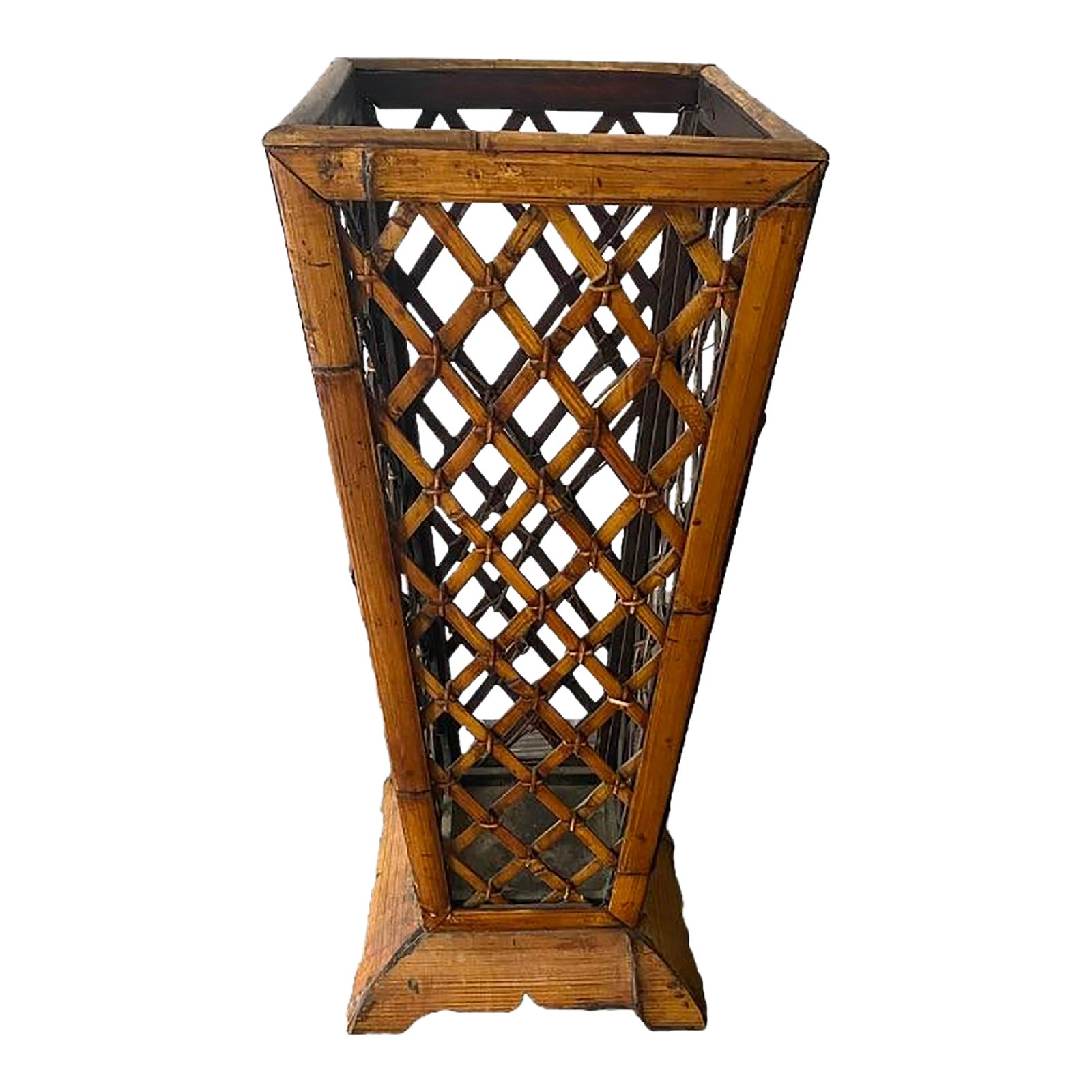 Vintage Handmade Woven Rattan Umbrella Stand Chairish