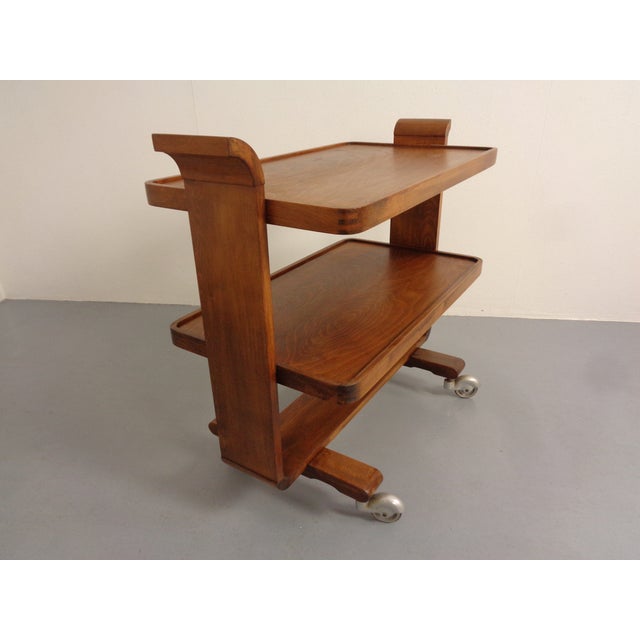 Wood Art Deco Rollable Serving Cart, 1930s For Sale - Image 7 of 18
