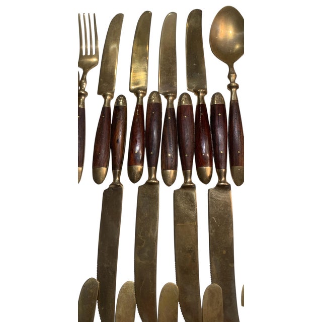 1980s Lord Nelson Marco Polo Bronze and Rosewood Flatware - 50 pcs For Sale In Palm Springs - Image 6 of 12