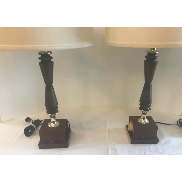 Mid Century Dimmable Lamps With Drum Shades - a Pair For Sale - Image 4 of 13