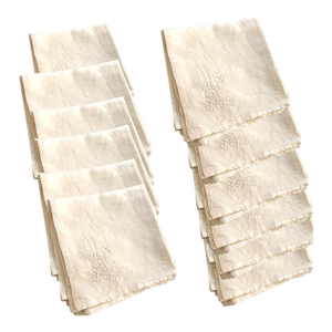 17" X 17" Set 12 Vintage Fine Linen Napkins Early to Mid 20th Century Farmhouse Victorian Tatting Embroidery