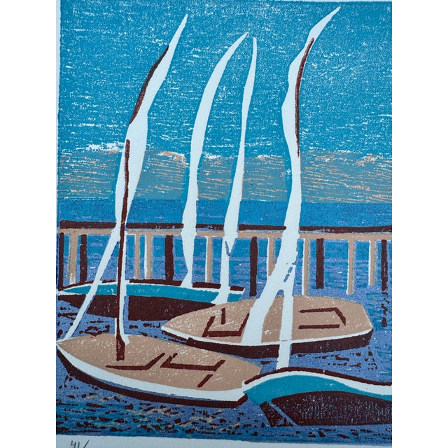 Printmaking Materials 1980 Hannah Brandt “Natal” Signed Limited Edition Brazilian Color Woodcut Print 41/60 For Sale - Image 7 of 10