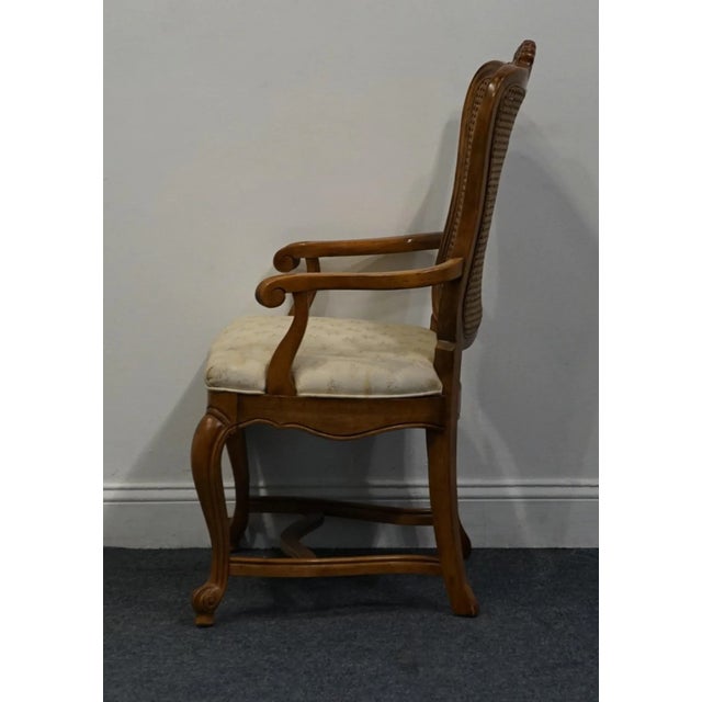 Wood High End Vintage Solid Walnut Louis XV French Provincial Cane Back Dining Arm Chair 640-552 For Sale - Image 7 of 8