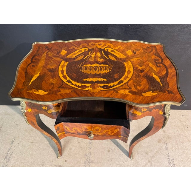 French Marquetry Lamp Table, 1890 For Sale - Image 4 of 16