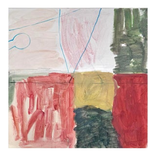 Abstract Acrylic Painting 20x20 Inches, Modern Color Block Wall Art, Square Contemporary Artwork for Living Room Interior For Sale