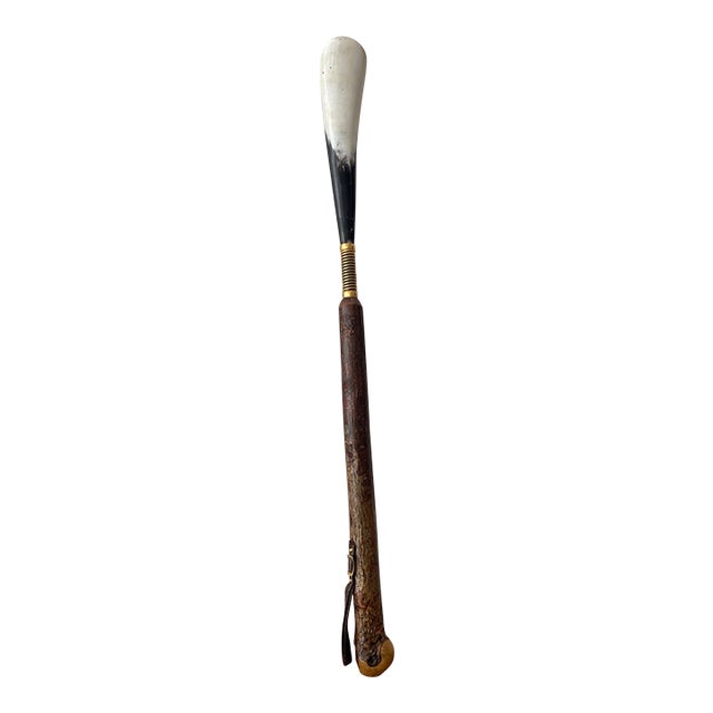 Vintage Wood and Antler Shoehorn For Sale