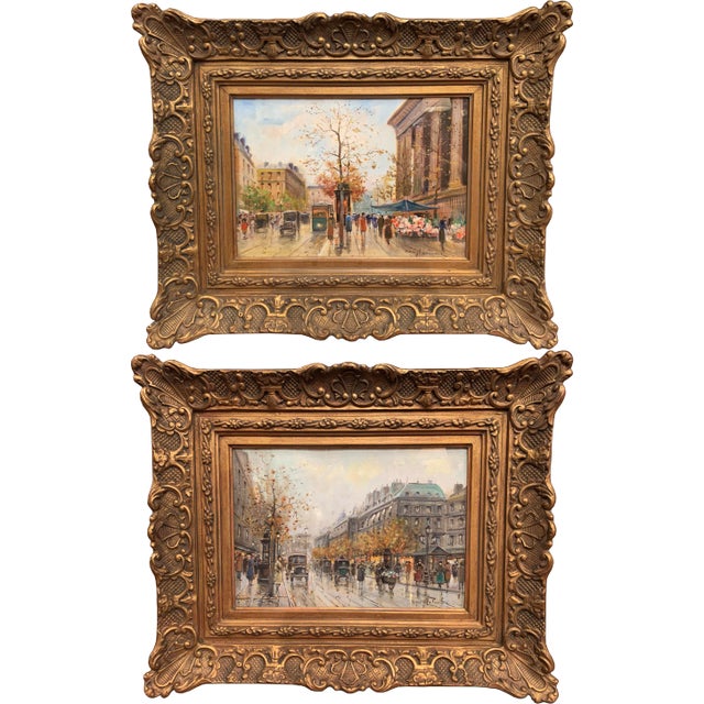 Pair Early 20th Century French Paris Gouaches Signed Henry La Touche For Sale