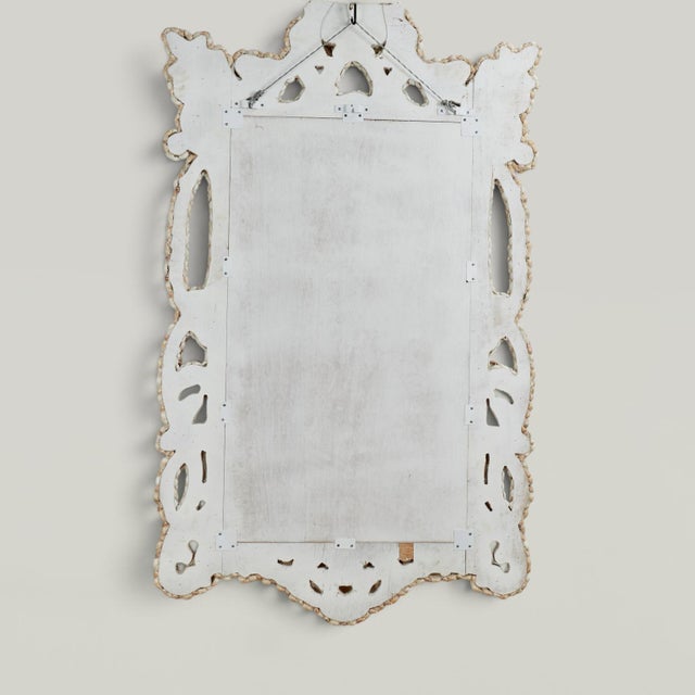 Beige Large Shell Encrusted Grotto Style Wall Mirror For Sale - Image 8 of 8