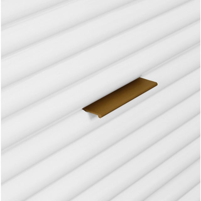 Contemporary Matthew Izzo Home Ranger White Lacquer Four Drawer Chest With Brass Drawer Pulls For Sale - Image 3 of 3