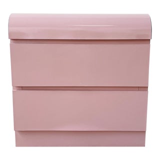 Postmodern Pink Lacquer Laminate Waterfall Nightstand For Sale