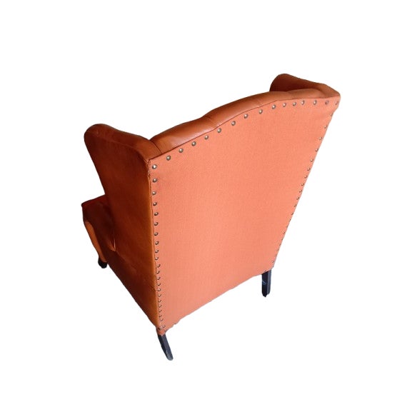 1960s 1960s Smith Gaines Genuine Nailhead Leather Wingback Chair For Sale - Image 5 of 6