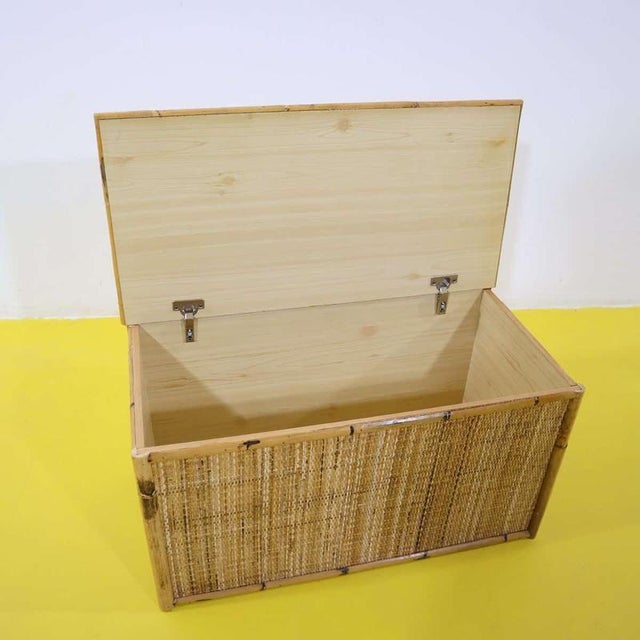 2000 - 2009 Wood and Bamboo Chest with Woven Storage Cover For Sale - Image 5 of 8