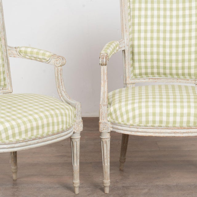 Pair Late 19th Century Swedish Gustavian Gray Painted Armchairs For Sale - Image 11 of 16