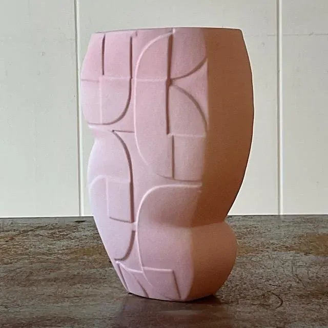 Mid 20th Century Vintage Signed Modernist Geometric Ceramic Vase For Sale - Image 5 of 14