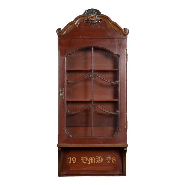 20th Century Hand-Painted Hanging Display Cabinet Dated 1926 For Sale