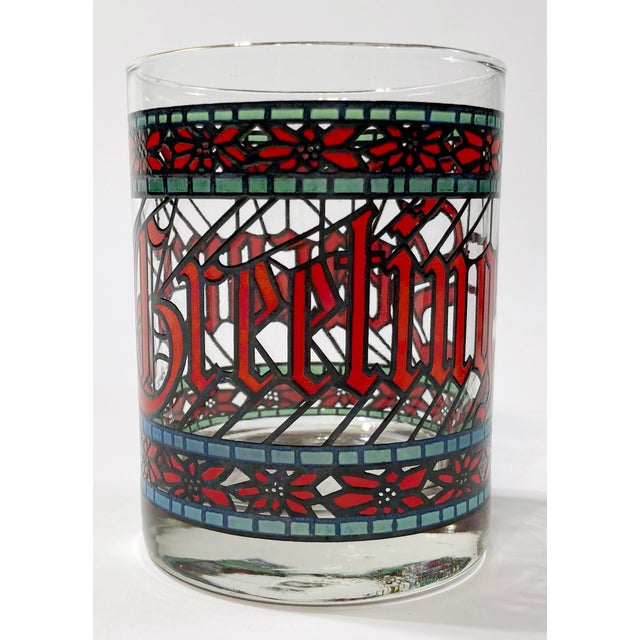 Vintage Seasons Greetings Cocktail Glasses, Set of 4 For Sale - Image 4 of 6