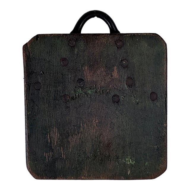 Late 19th Century Wood Block With Metal Handle Circus Pole Support For Sale
