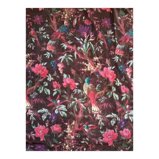 Brown Cotton Velvet Chinoiseri Fabric, 3yds For Sale