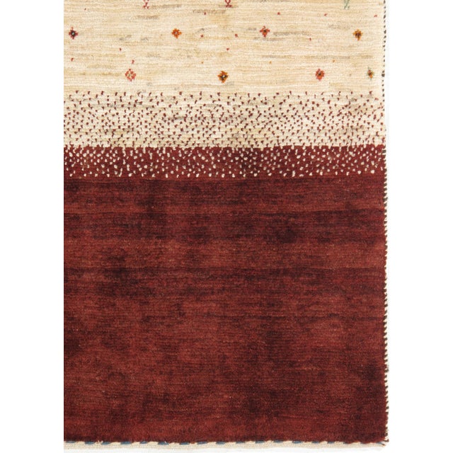 Tribal Vintage Hand-Knotted Persian Gabbeh Rug 4'0" X 6'2" For Sale - Image 3 of 5